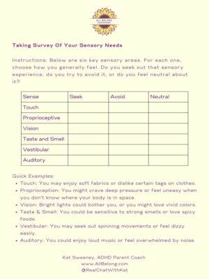 Free Simple Survey - Sensory Needs